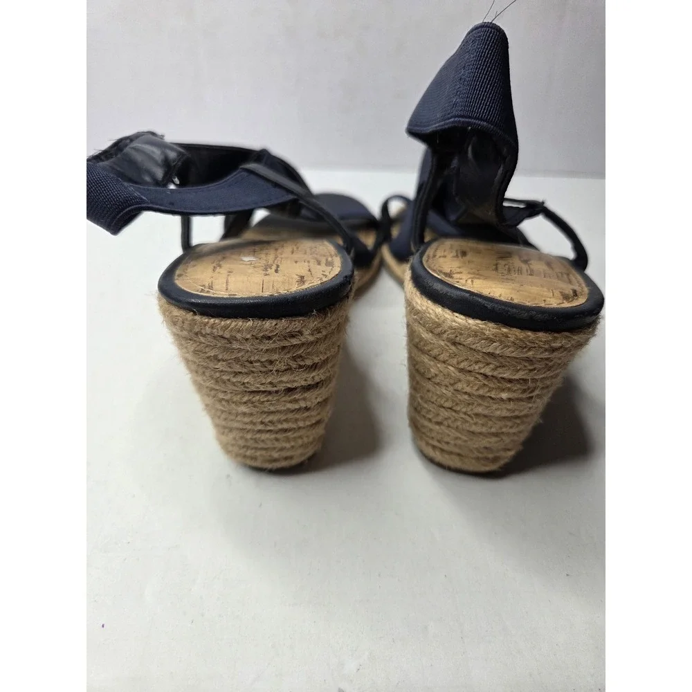 Merona Womens‎ Navy Blue Elastic Strap Espadrille Wedge Sandals Size 11